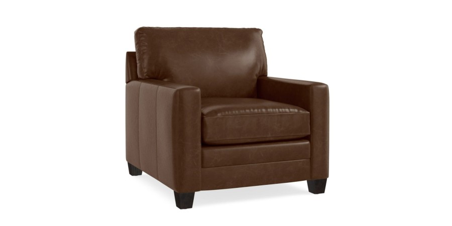 Living Bassett Leather Seating | Ladson Leather Track Arm Chair