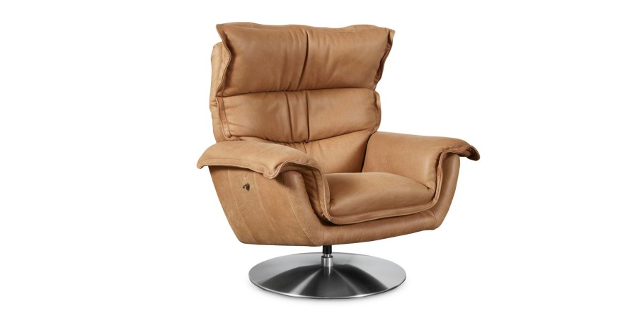 Living Bassett Motion Seating | Dunn Leather Swivel Arm Chair