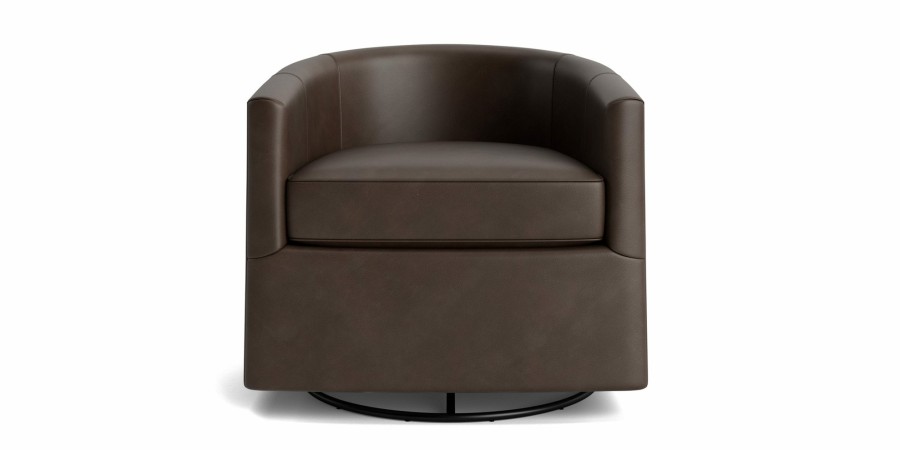 Living Bassett Motion Seating | Maxwell Leather Barrel Back Swivel Glider