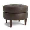 Living Bassett Ottomans & Benches | Delway Round Leather Ottoman