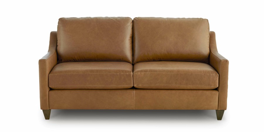 Living Bassett Leather Seating | Premier Custom Leather Slope Arm Sofa