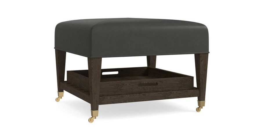 Living Bassett Ottomans & Benches | Kara Leather Ottoman With Trays