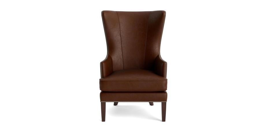 Living Bassett Office & Storage | Whitney Leather Wingback Accent Chair