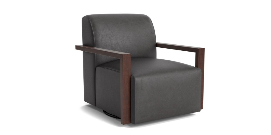 Living Bassett Motion Seating | Creswell Leather Swivel Chair