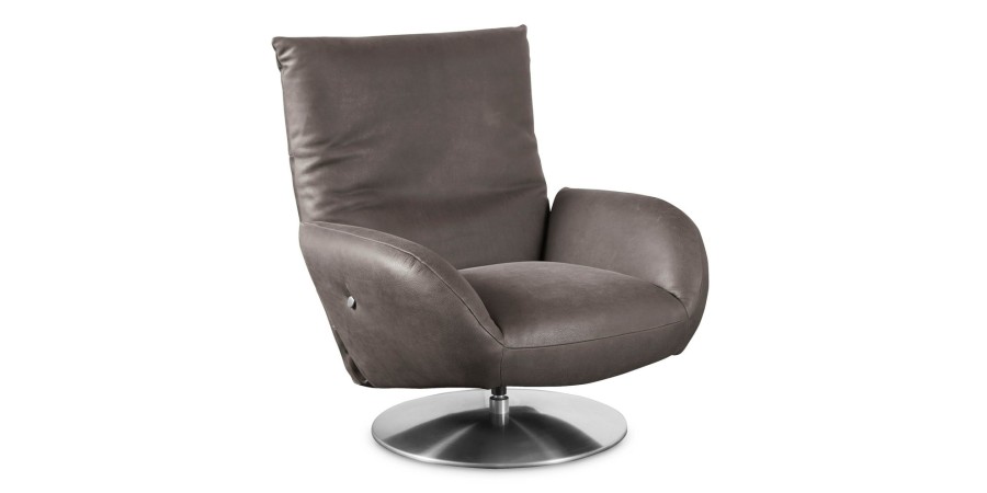 Living Bassett Leather Seating | Ranlo Leather Swivel Arm Chair